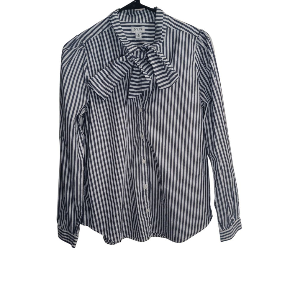 J. Crew Navy and White Striped Button Down Shirt